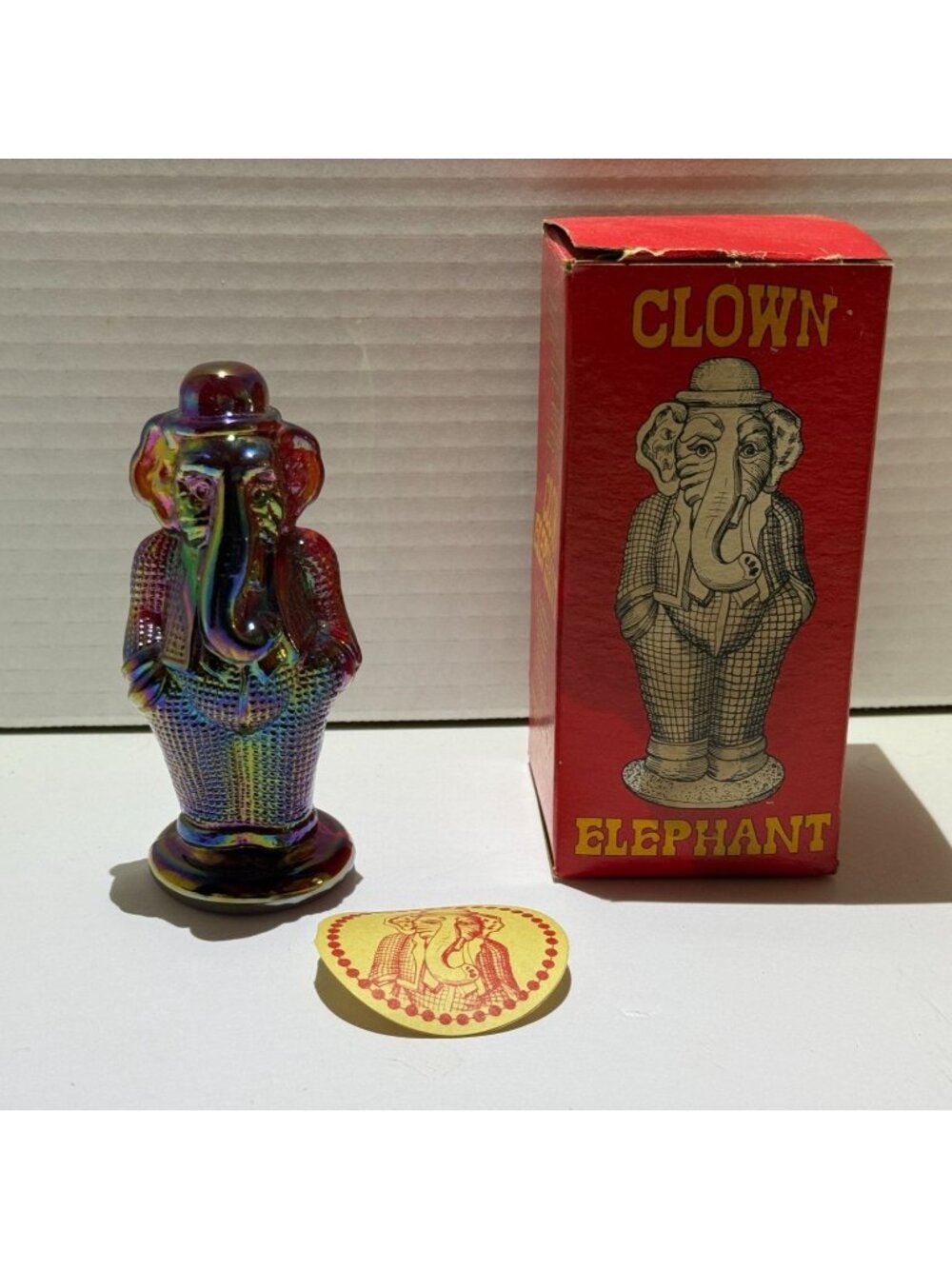 Vintage Summit Art Russ Vogelsong Slag Glass Clown Elephant- Jimmy